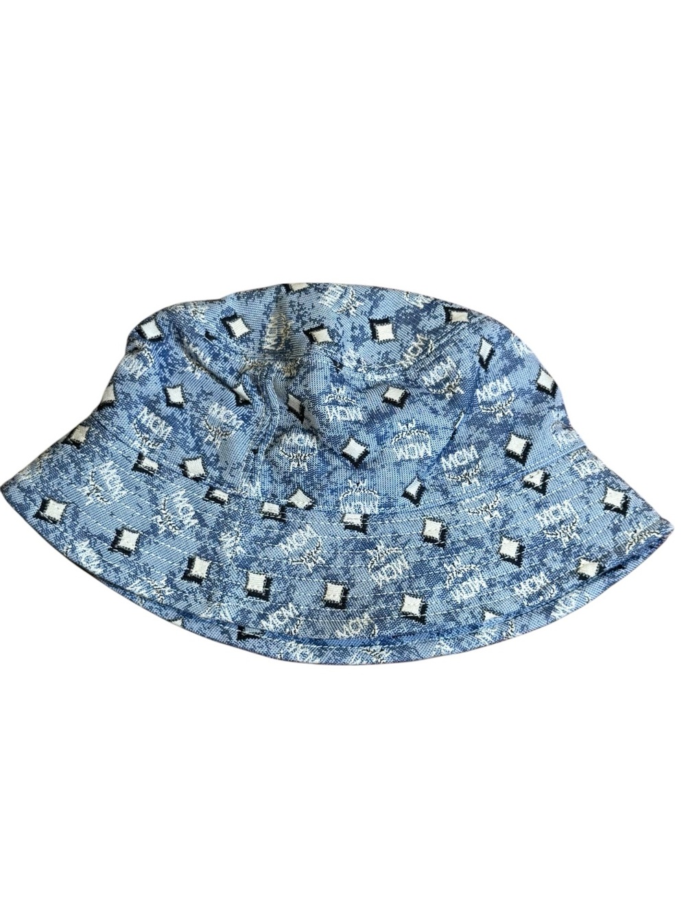 MCM denim Blue Logo Print Bucket Hat